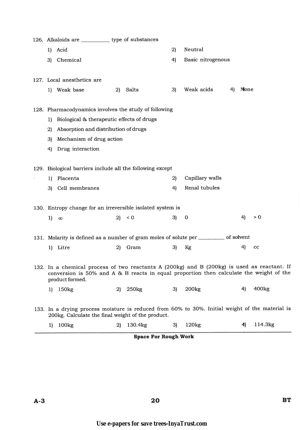 Karnataka Diploma CET- 2015 Biotechnology Question Paper - Page 20