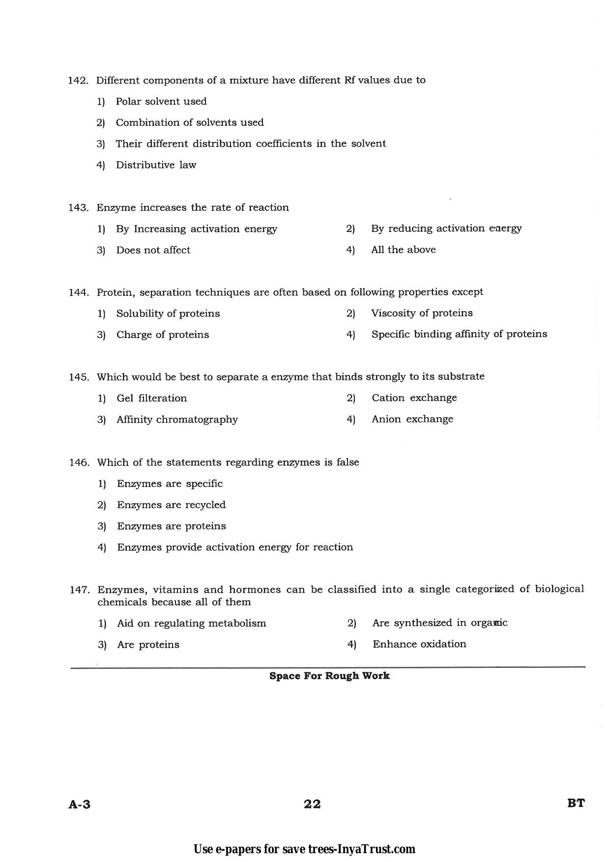 Karnataka Diploma CET- 2015 Biotechnology Question Paper - Page 22