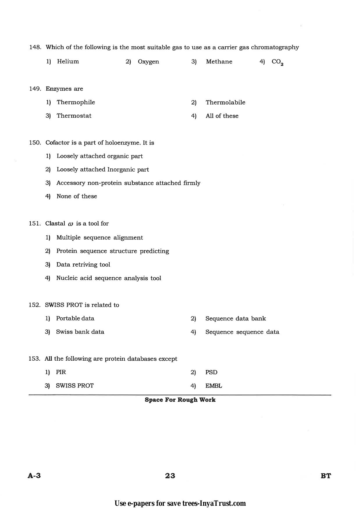 Karnataka Diploma CET- 2015 Biotechnology Question Paper - Page 23