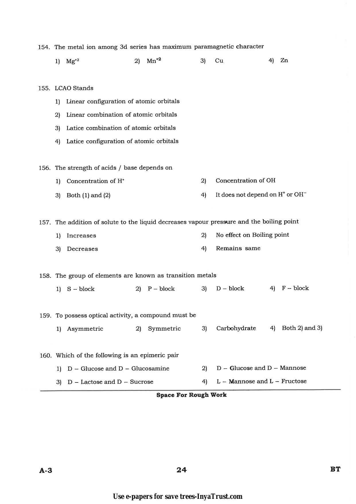 Karnataka Diploma CET- 2015 Biotechnology Question Paper - Page 24