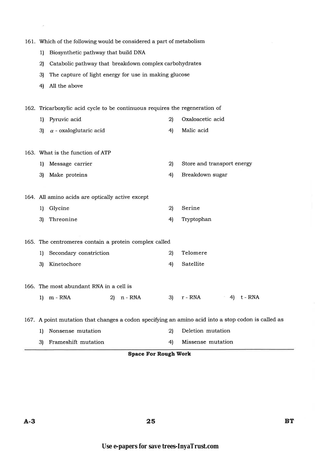 Karnataka Diploma CET- 2015 Biotechnology Question Paper - Page 25