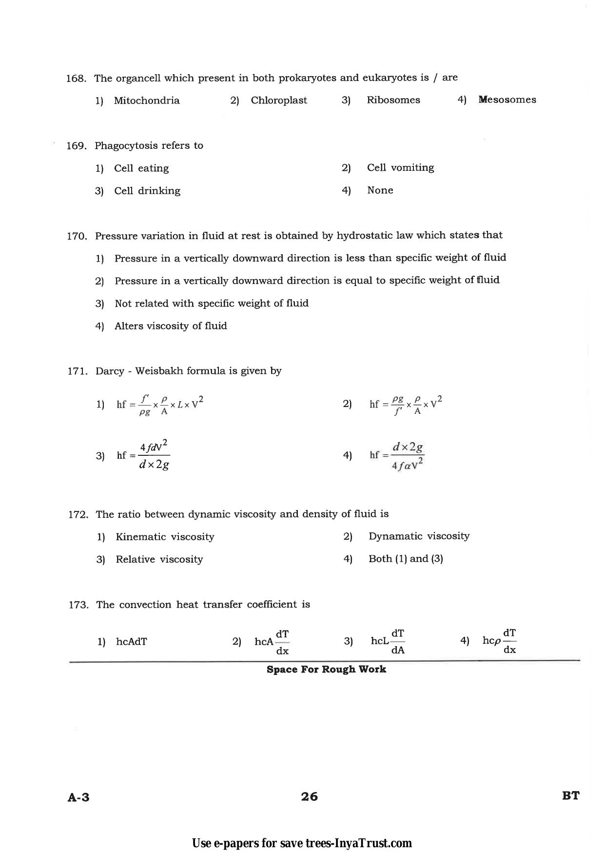 Karnataka Diploma CET- 2015 Biotechnology Question Paper - Page 26