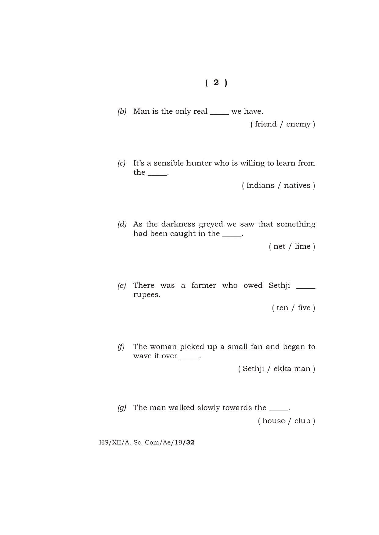 Meghalaya Board (MBOSE) Class 12 ALTERNATIVE ENGLISH 2019 Question Paper - Page 2
