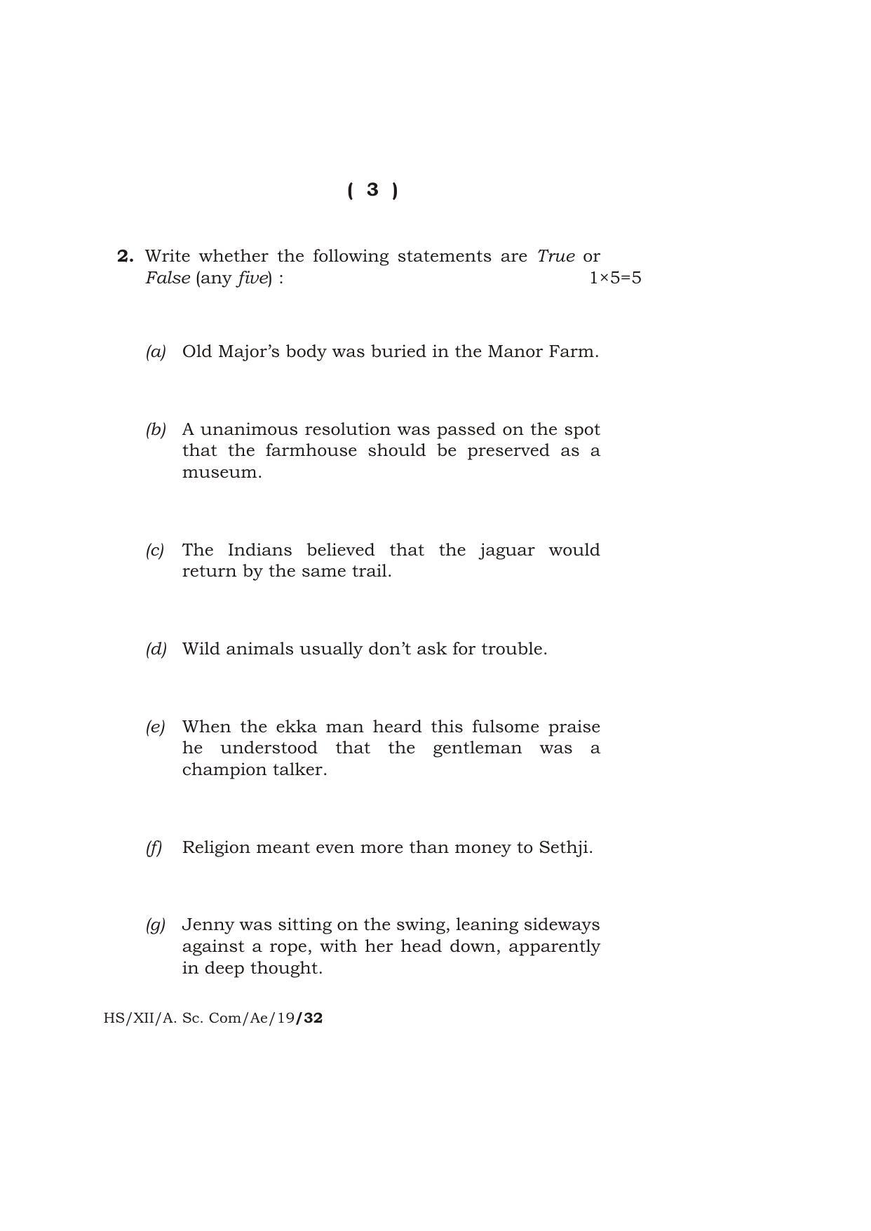 Meghalaya Board (MBOSE) Class 12 ALTERNATIVE ENGLISH 2019 Question Paper - Page 3