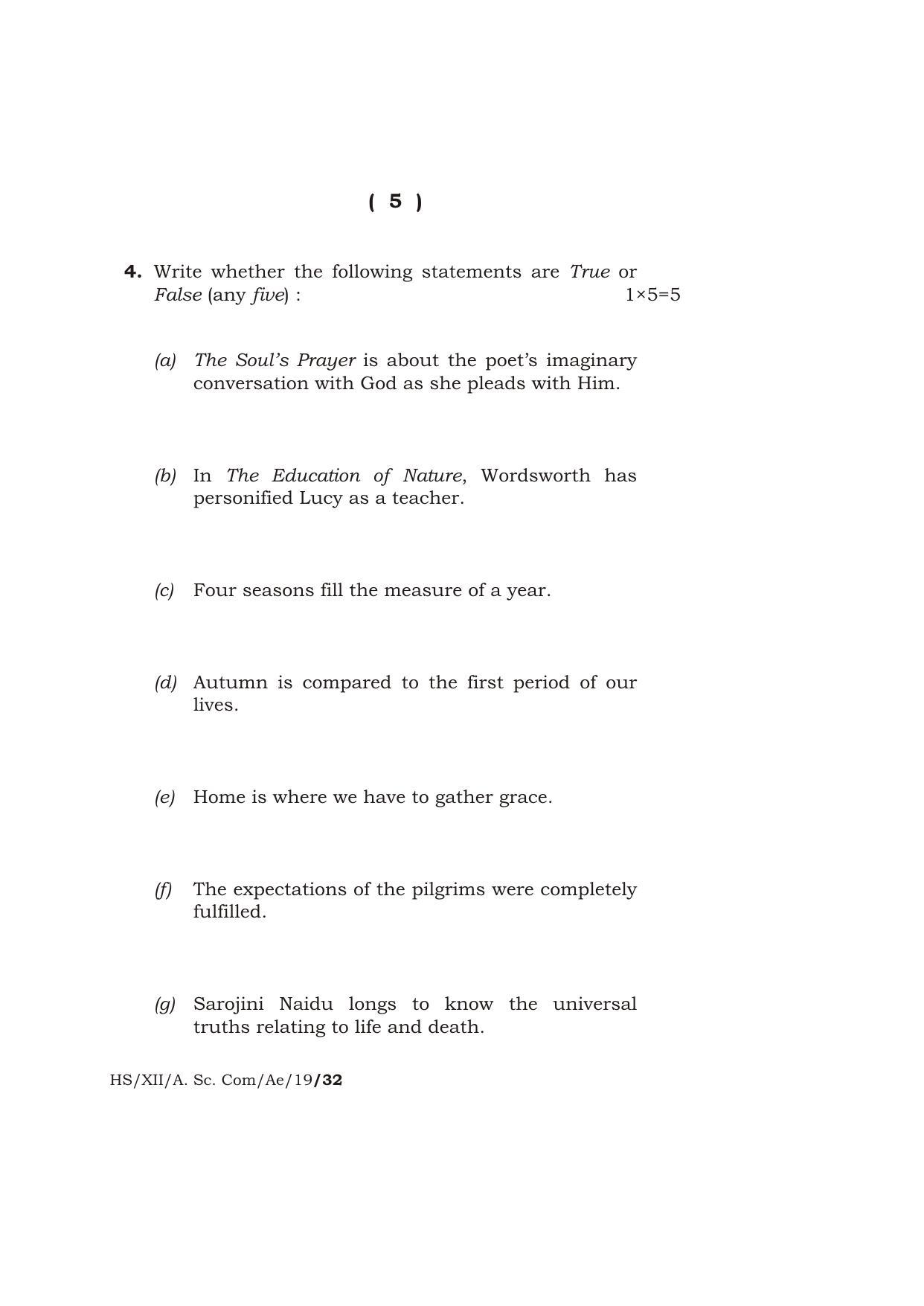 Meghalaya Board (MBOSE) Class 12 ALTERNATIVE ENGLISH 2019 Question Paper - Page 5