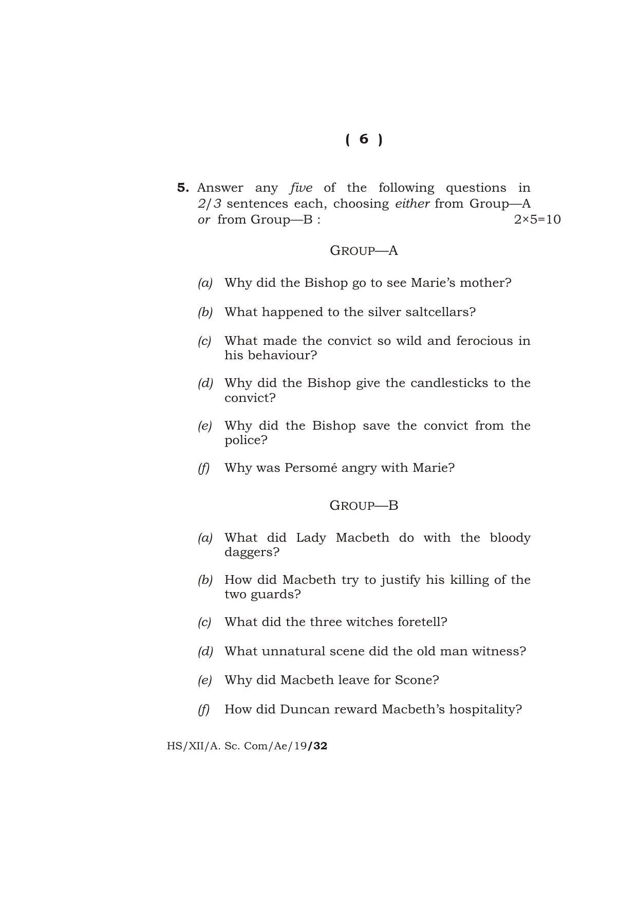 Meghalaya Board (MBOSE) Class 12 ALTERNATIVE ENGLISH 2019 Question Paper - Page 6