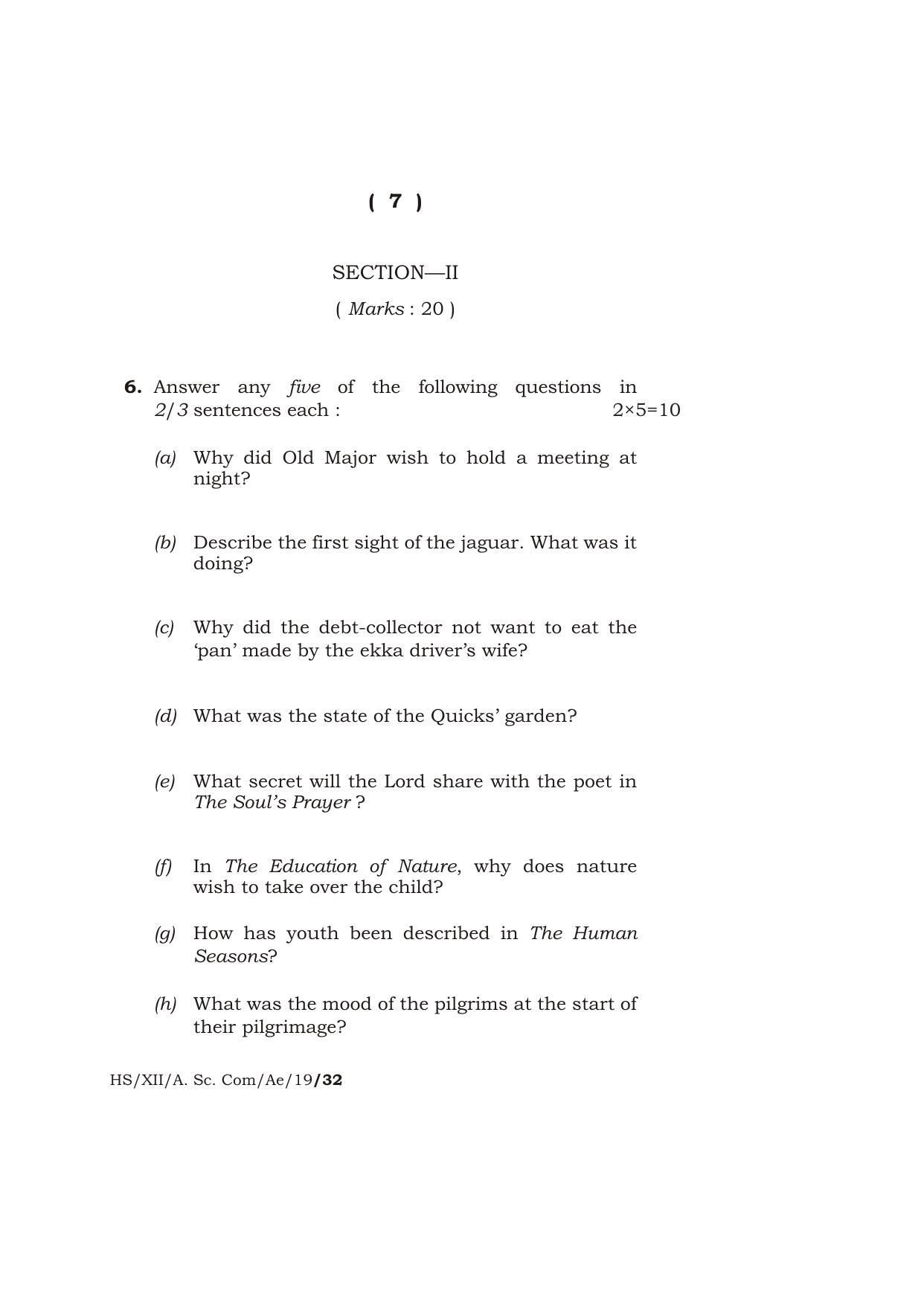 Meghalaya Board (MBOSE) Class 12 ALTERNATIVE ENGLISH 2019 Question Paper - Page 7