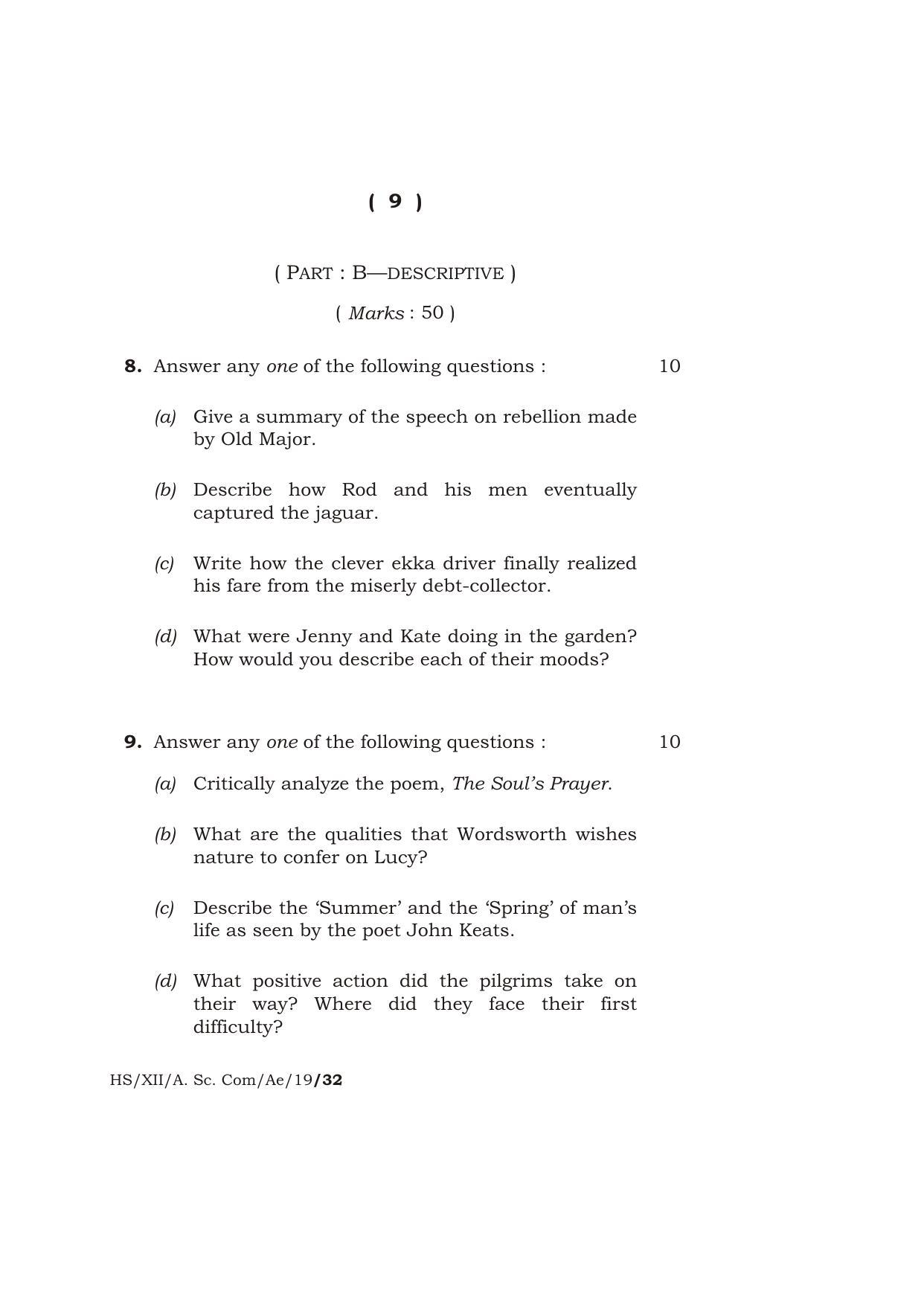 Meghalaya Board (MBOSE) Class 12 ALTERNATIVE ENGLISH 2019 Question Paper - Page 9