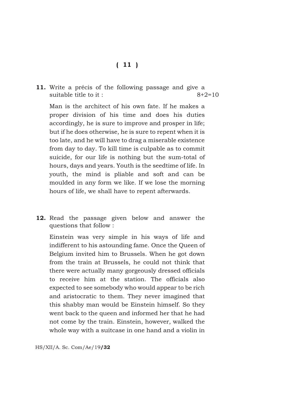 Meghalaya Board (MBOSE) Class 12 ALTERNATIVE ENGLISH 2019 Question Paper - Page 11