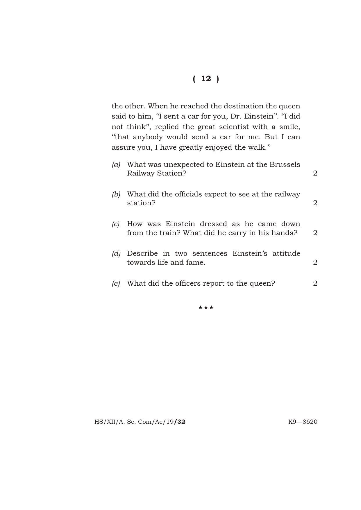 Meghalaya Board (MBOSE) Class 12 ALTERNATIVE ENGLISH 2019 Question Paper - Page 12