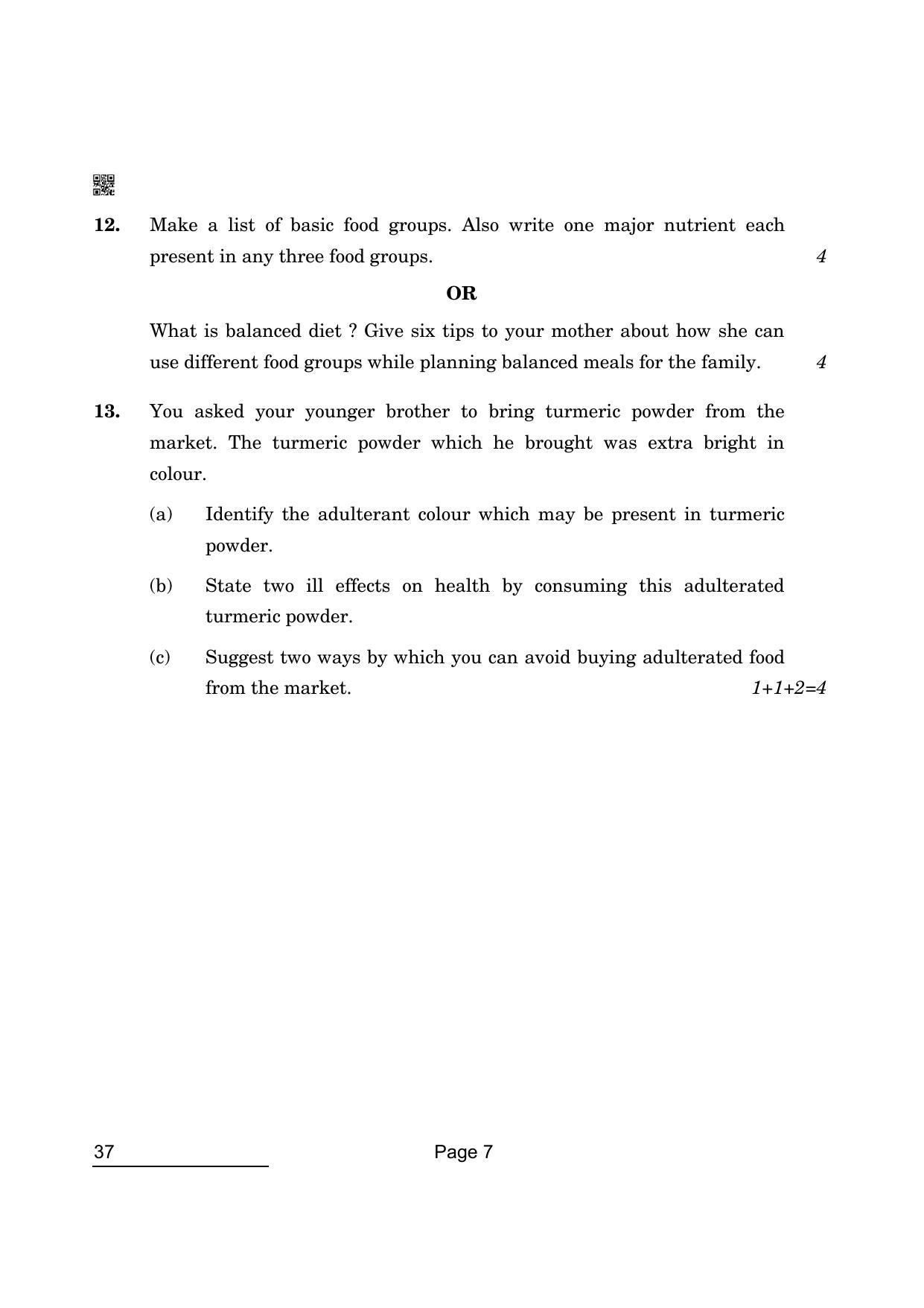 CBSE Class 10 37 Home Science 2022 Question Paper - Page 7