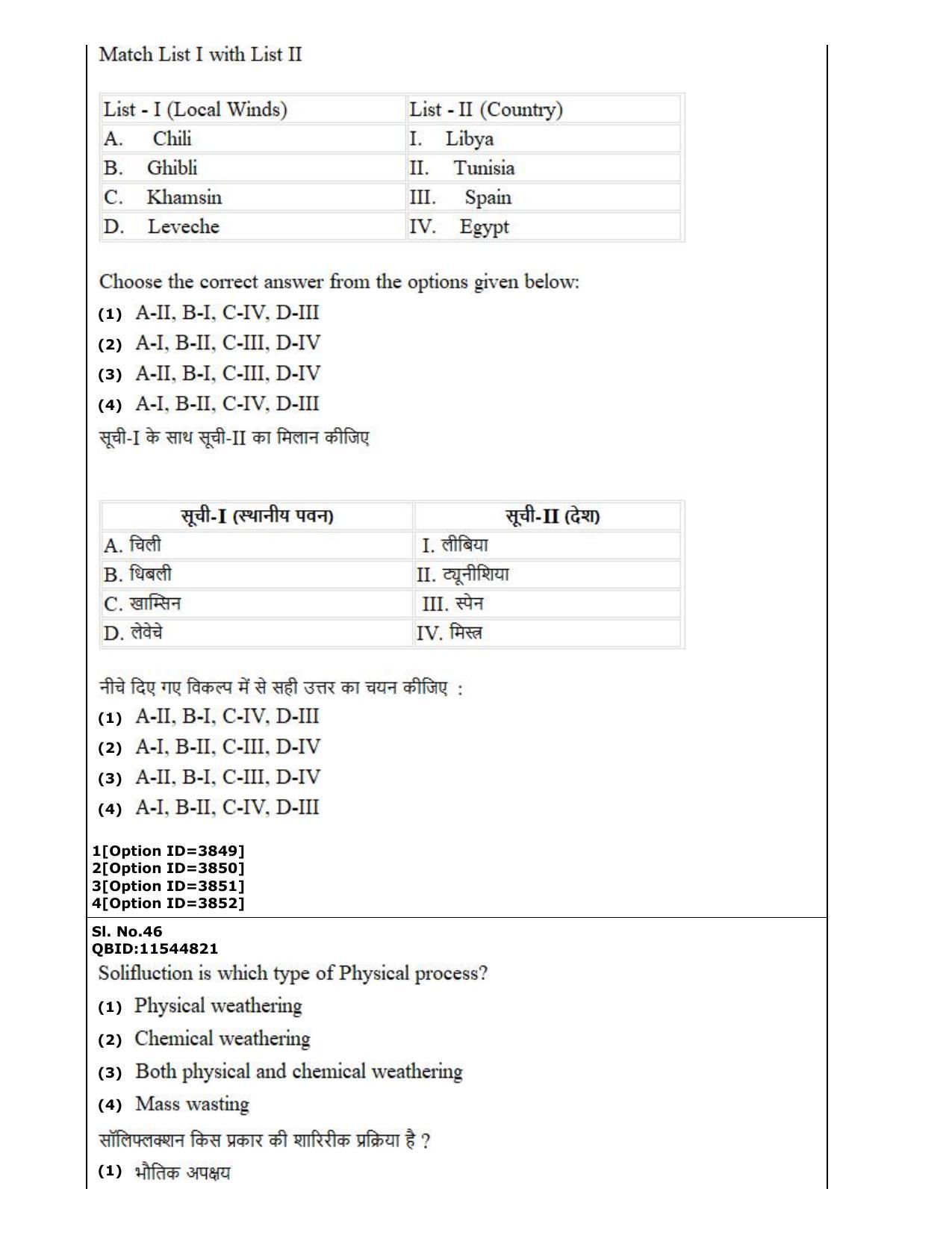 CUET (PG) 2022: PGQP-17 Geography (2-09-2022) Question Paper - Page 27