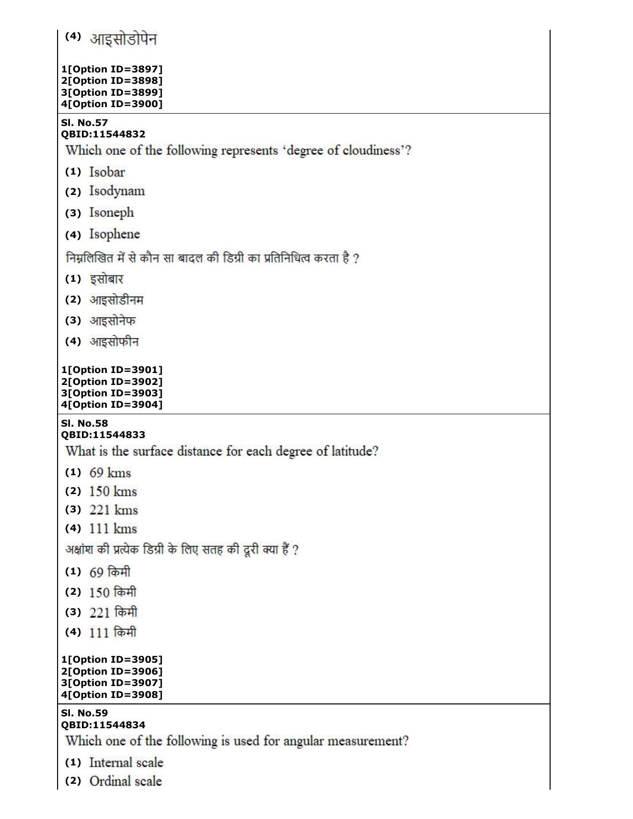 CUET (PG) 2022: PGQP-17 Geography (2-09-2022) Question Paper - Page 33