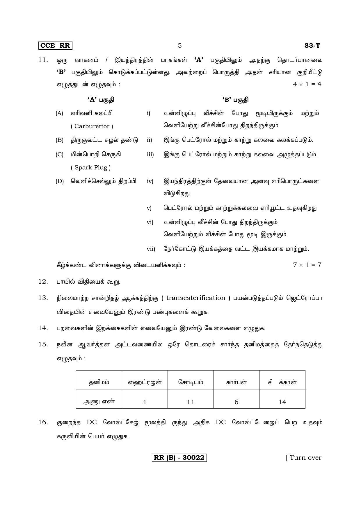 Karnataka SSLC Science (TAMIL Medium) - 83-T (RR) (Revised Un-Revised)_s12 (Supplementary) June 2018 Question Paper - Page 5