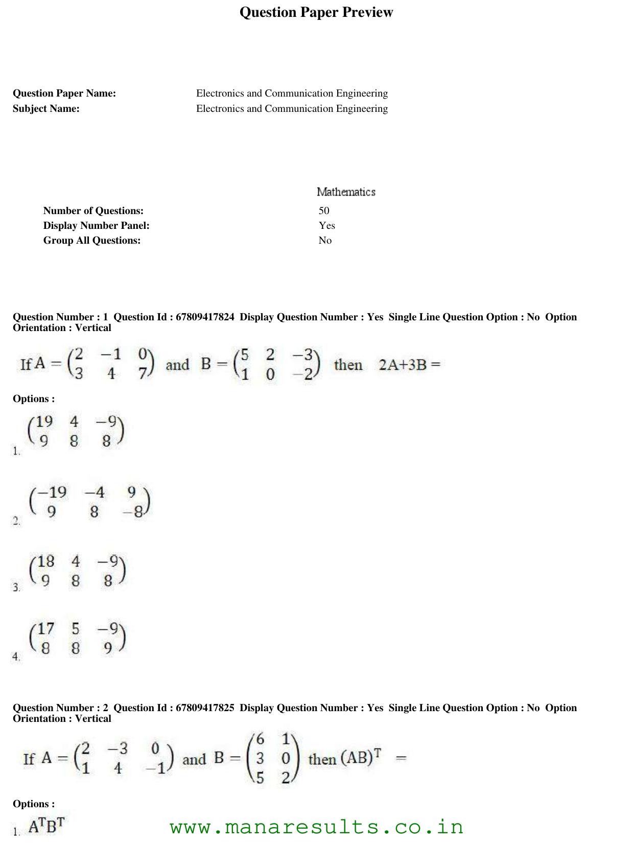 AP ECET 2018 - Electonics Communication Engineering Old Previous Question Papers - Page 1