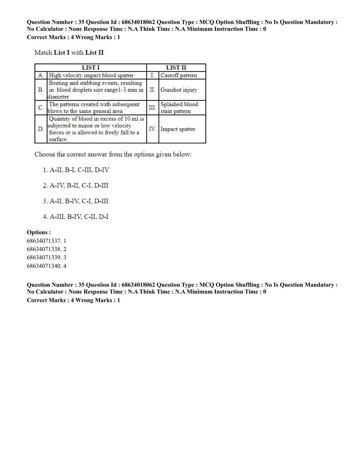 CUET PG 2023: SCQP13 – Forensic Science(HINDI) - Shift 3 (13-06-2023) Question Paper - Page 36