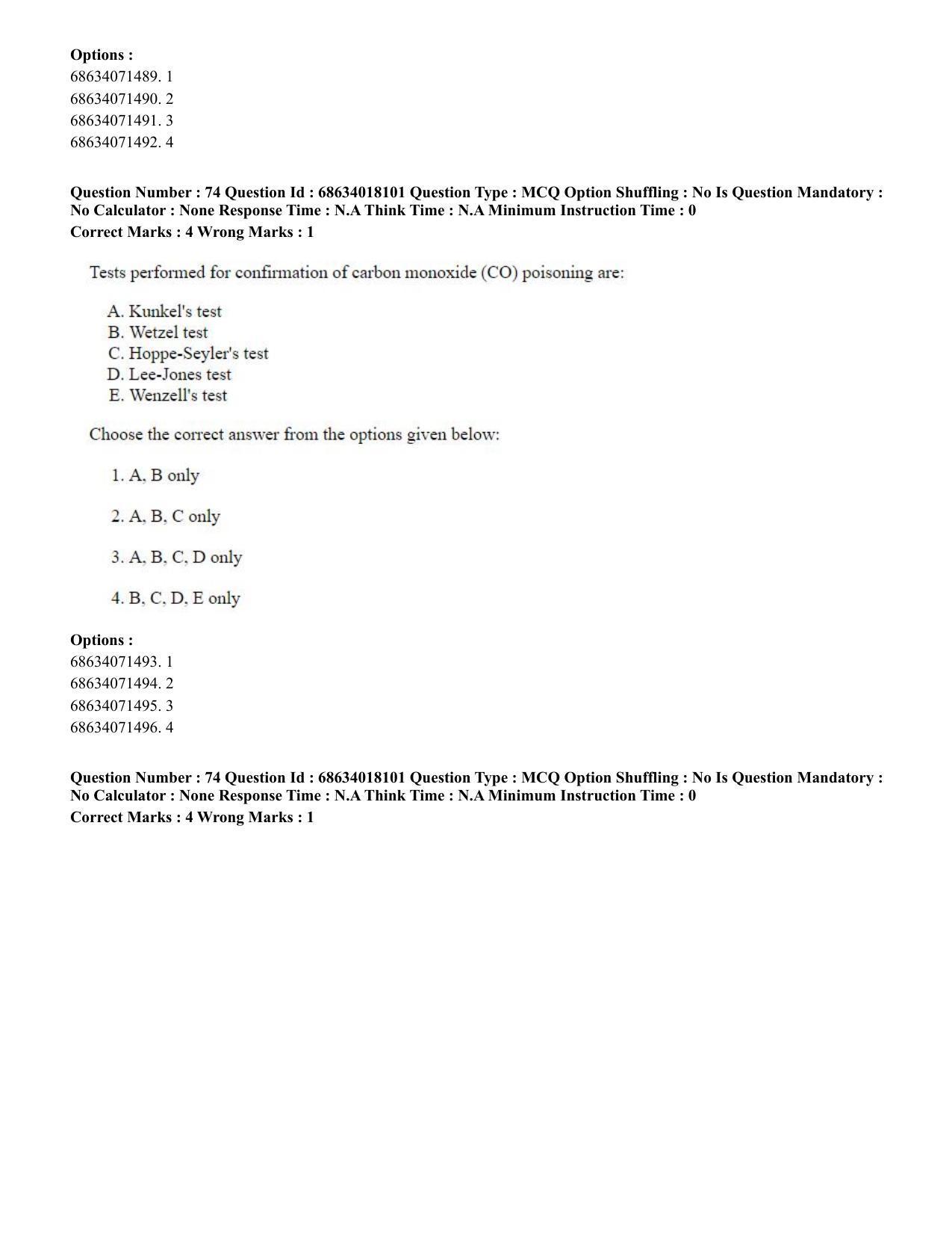 CUET PG 2023: SCQP13 – Forensic Science(HINDI) - Shift 3 (13-06-2023) Question Paper - Page 73