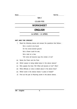 CBSE Worksheets for Class 8 English Assignment 47