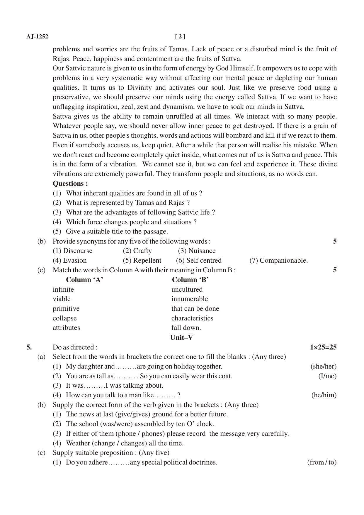 Bilaspur University Question Paper 2021-2022: B.COM Part -III (Three) (10+2+3) FC : English Language Paper 1 - Page 2