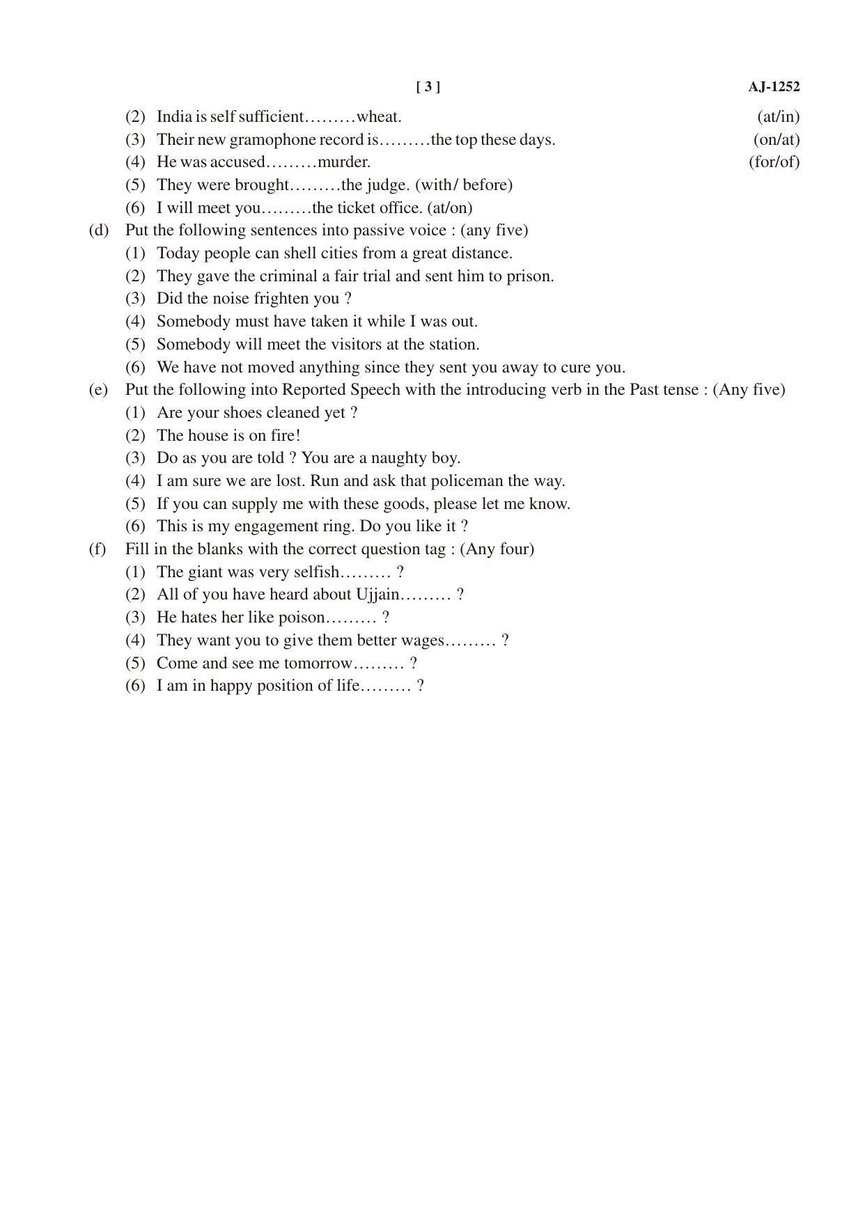 Bilaspur University Question Paper 2021-2022: B.COM Part -III (Three) (10+2+3) FC : English Language Paper 1 - Page 3
