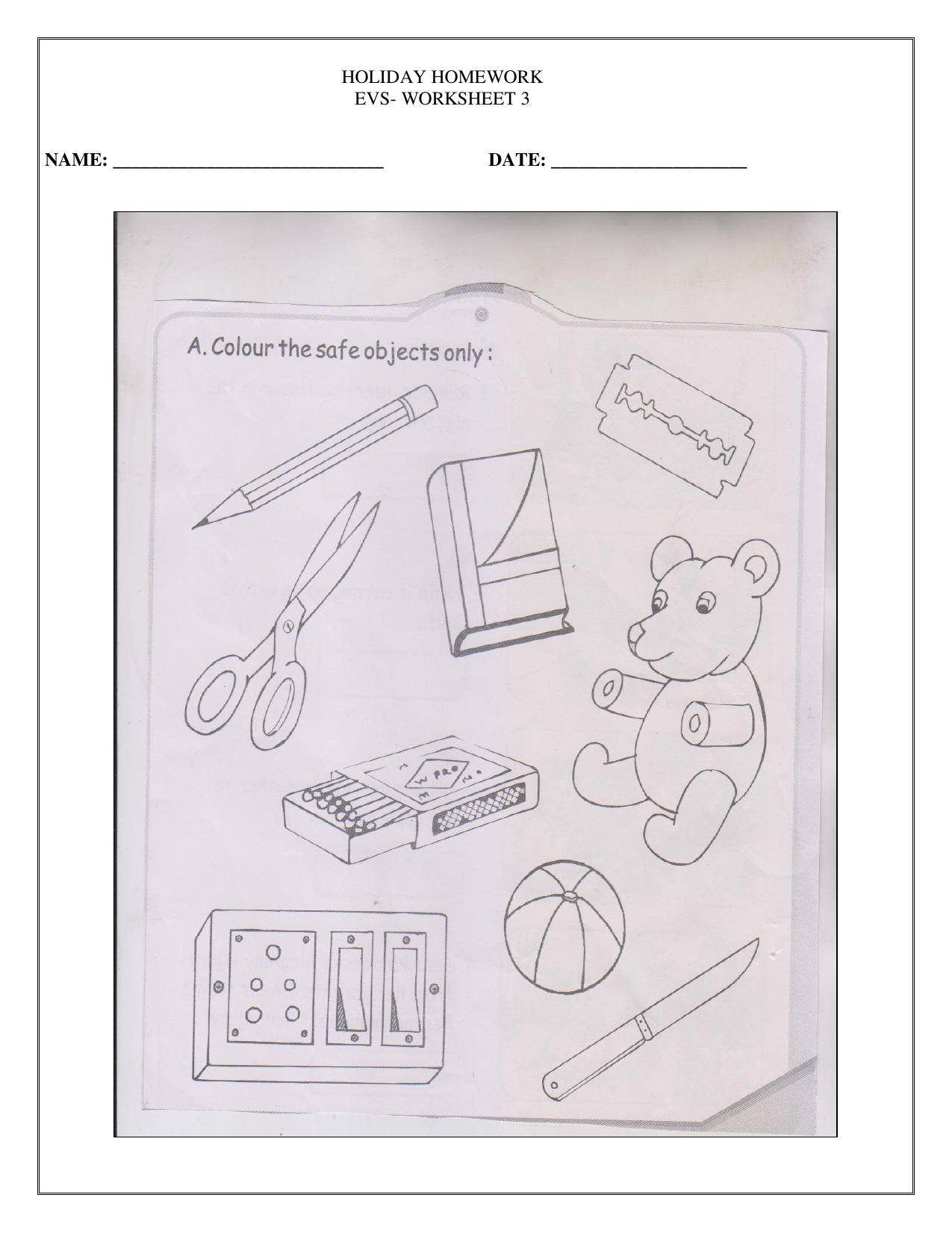 Worksheet for Class 1 EVS Revision Worksheet 1 - Page 1