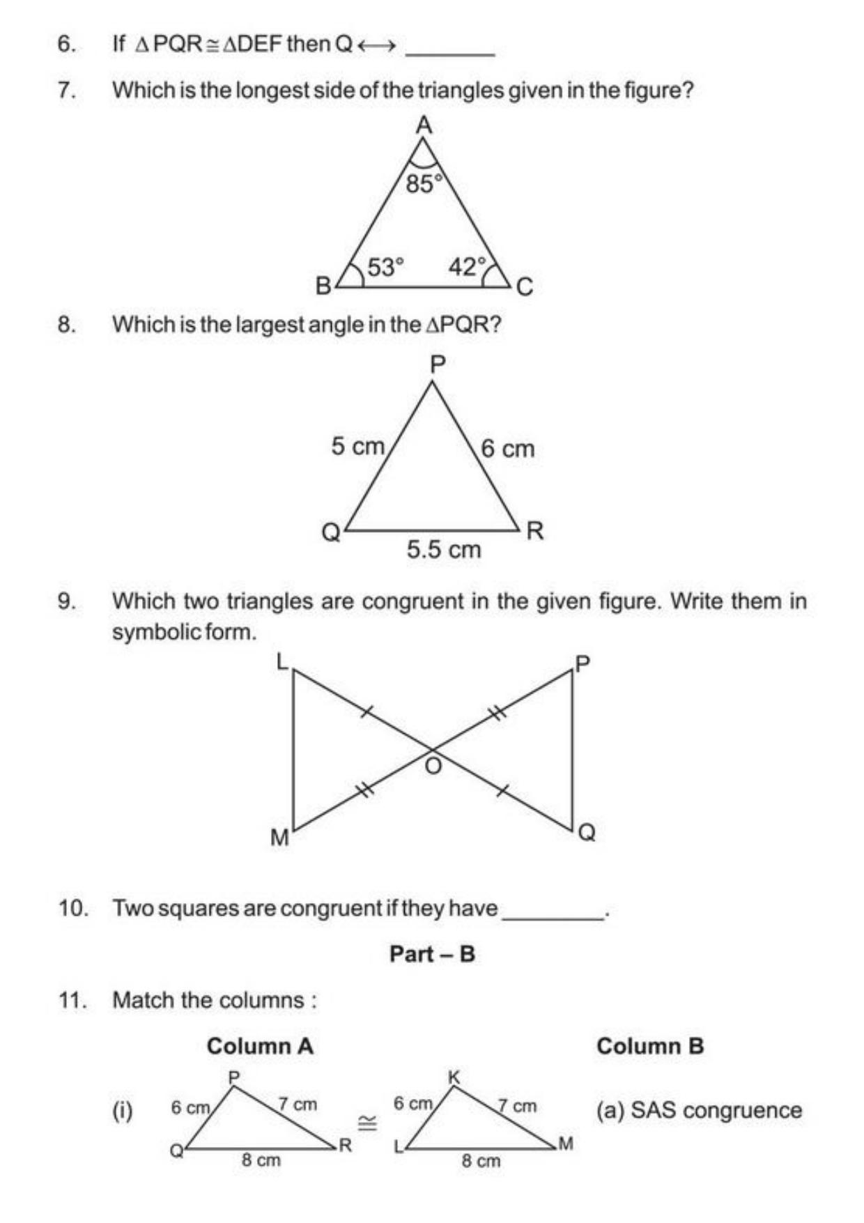 Class 9 Notes, Question & Practice Paper - Mathematics (Topic 7 : Triangles) - Page 6
