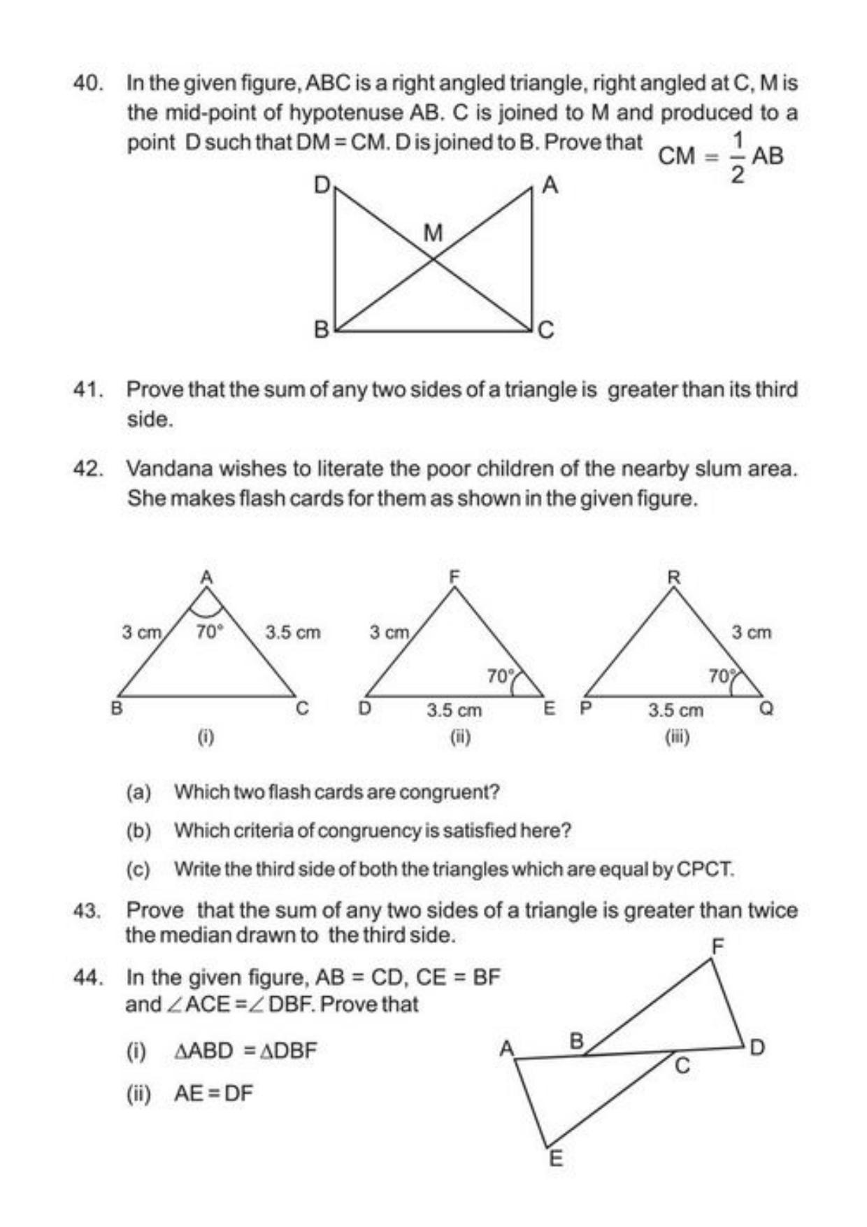 Class 9 Notes, Question & Practice Paper - Mathematics (Topic 7 : Triangles) - Page 12