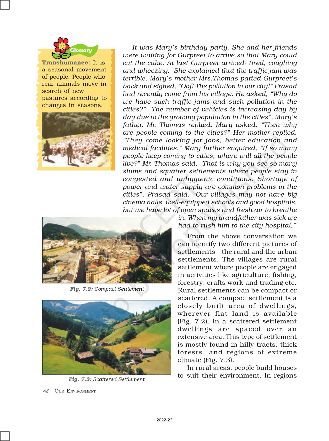 NCERT Book for Class 7 Social Science(Geography): Chapter 7-Human Environment–Settlement, Transport, and Communication - Page 2