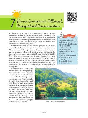 NCERT Book for Class 7 Social Science(Geography): Chapter 7-Human Environment–Settlement, Transport, and Communication