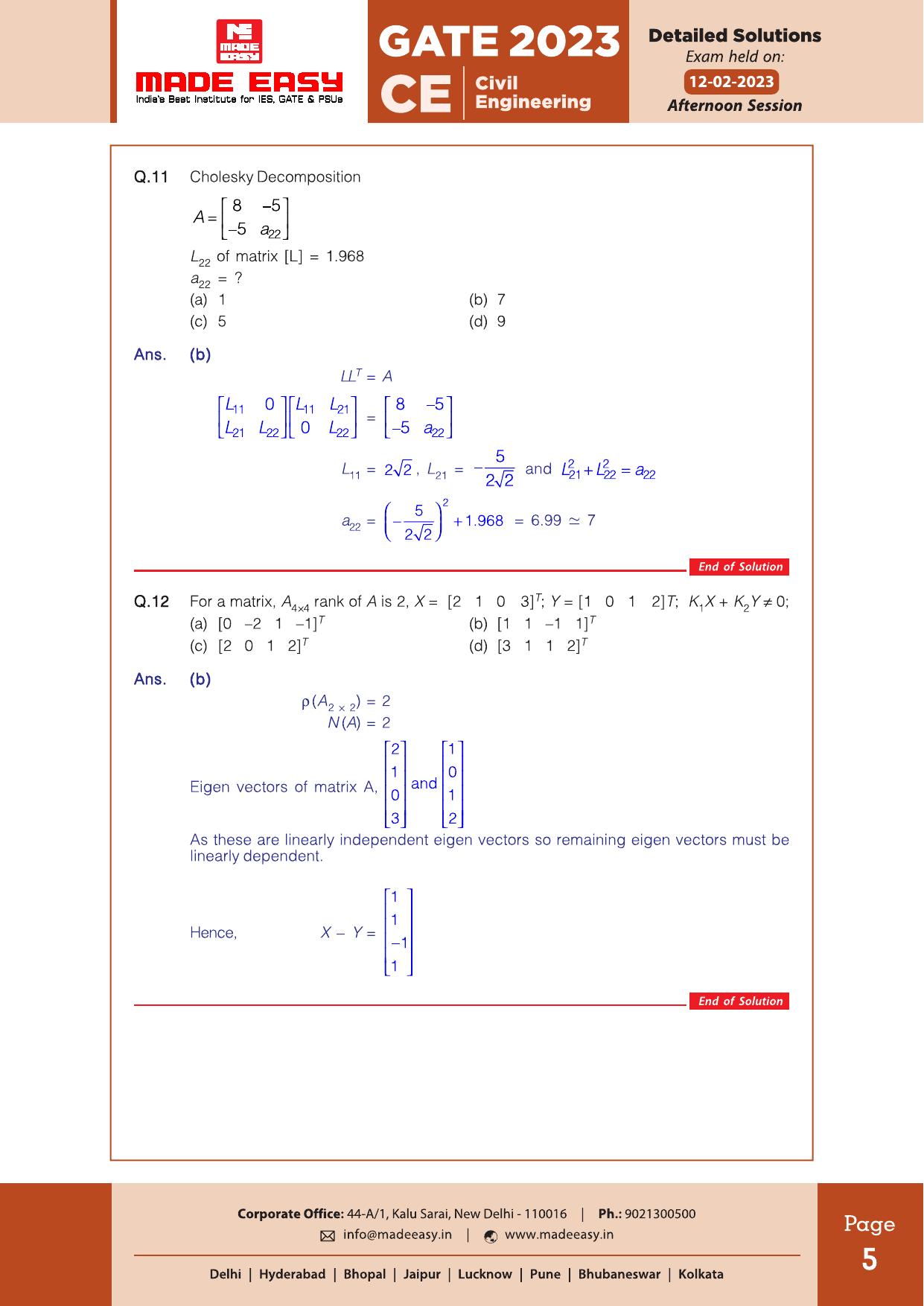 GATE 2023 Civil Engineering (CE) Afteroon Session (12th Feb 2023) Question Paper (Made Easy) - Page 7