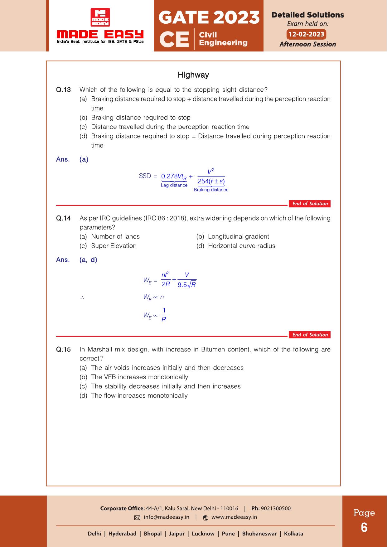 GATE 2023 Civil Engineering (CE) Afteroon Session (12th Feb 2023) Question Paper (Made Easy) - Page 8