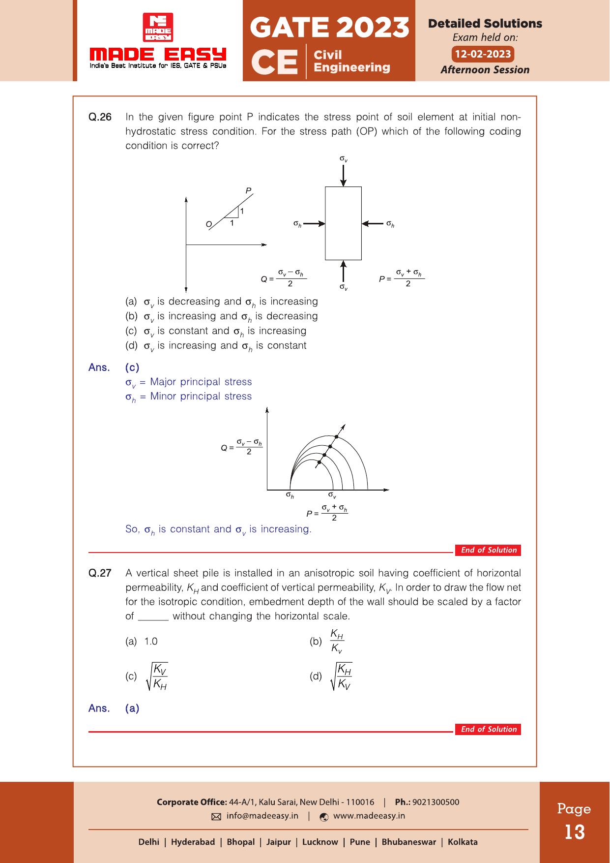 GATE 2023 Civil Engineering (CE) Afteroon Session (12th Feb 2023) Question Paper (Made Easy) - Page 17