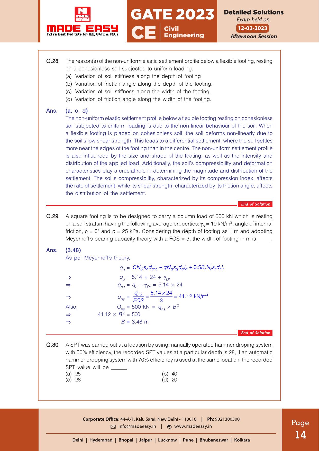 GATE 2023 Civil Engineering (CE) Afteroon Session (12th Feb 2023) Question Paper (Made Easy) - Page 18