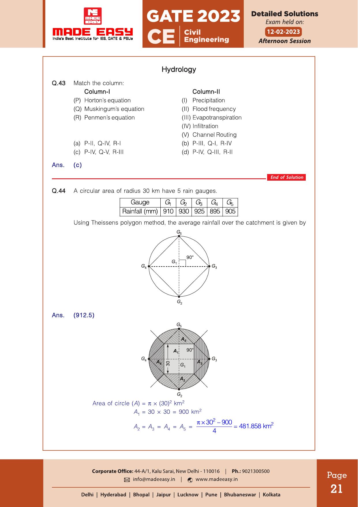 GATE 2023 Civil Engineering (CE) Afteroon Session (12th Feb 2023) Question Paper (Made Easy) - Page 27