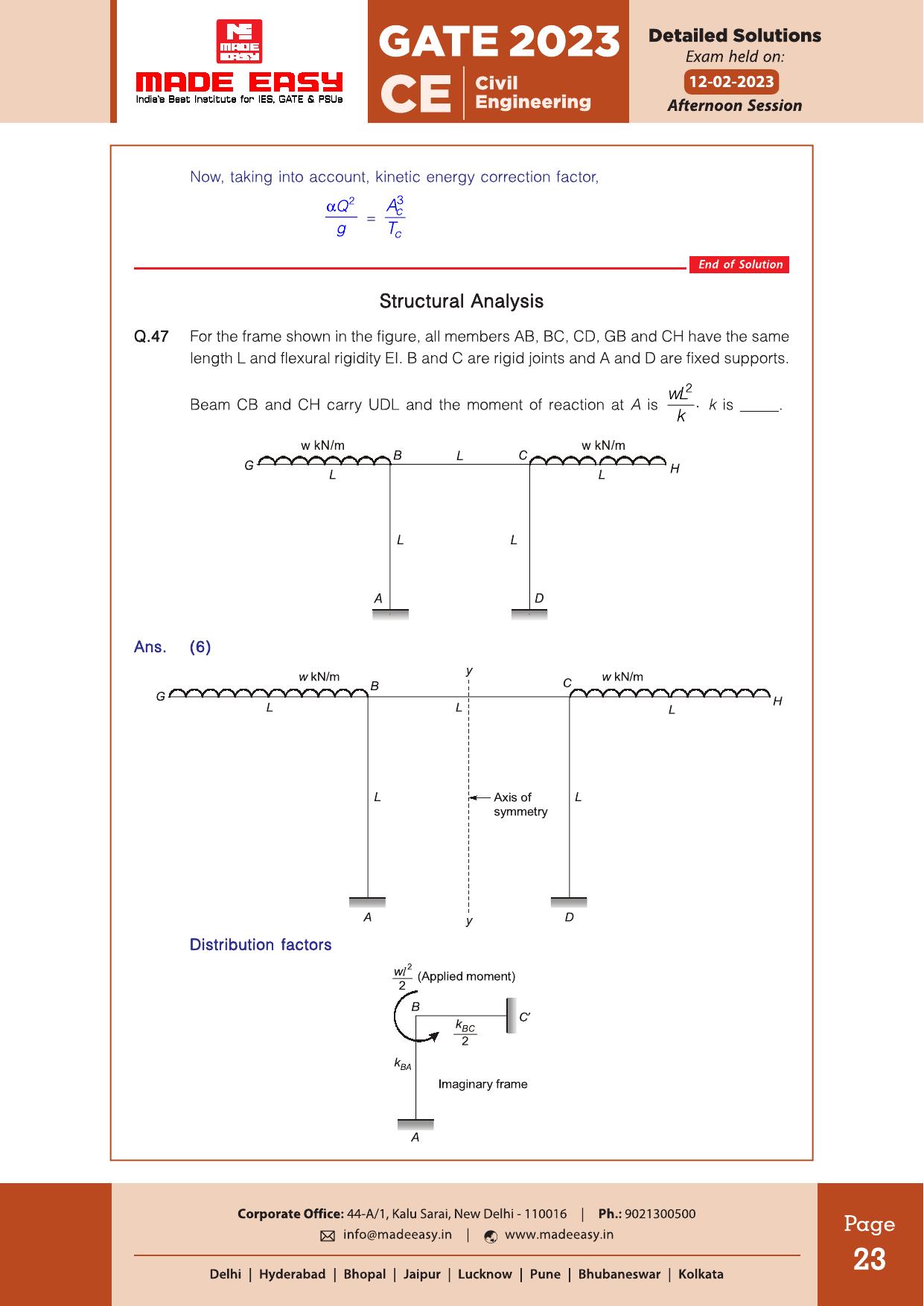 GATE 2023 Civil Engineering (CE) Afteroon Session (12th Feb 2023) Question Paper (Made Easy) - Page 29
