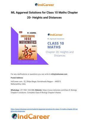 ML Aggarwal Solutions for Class 10 Maths Chapter 20- Heights and Distances