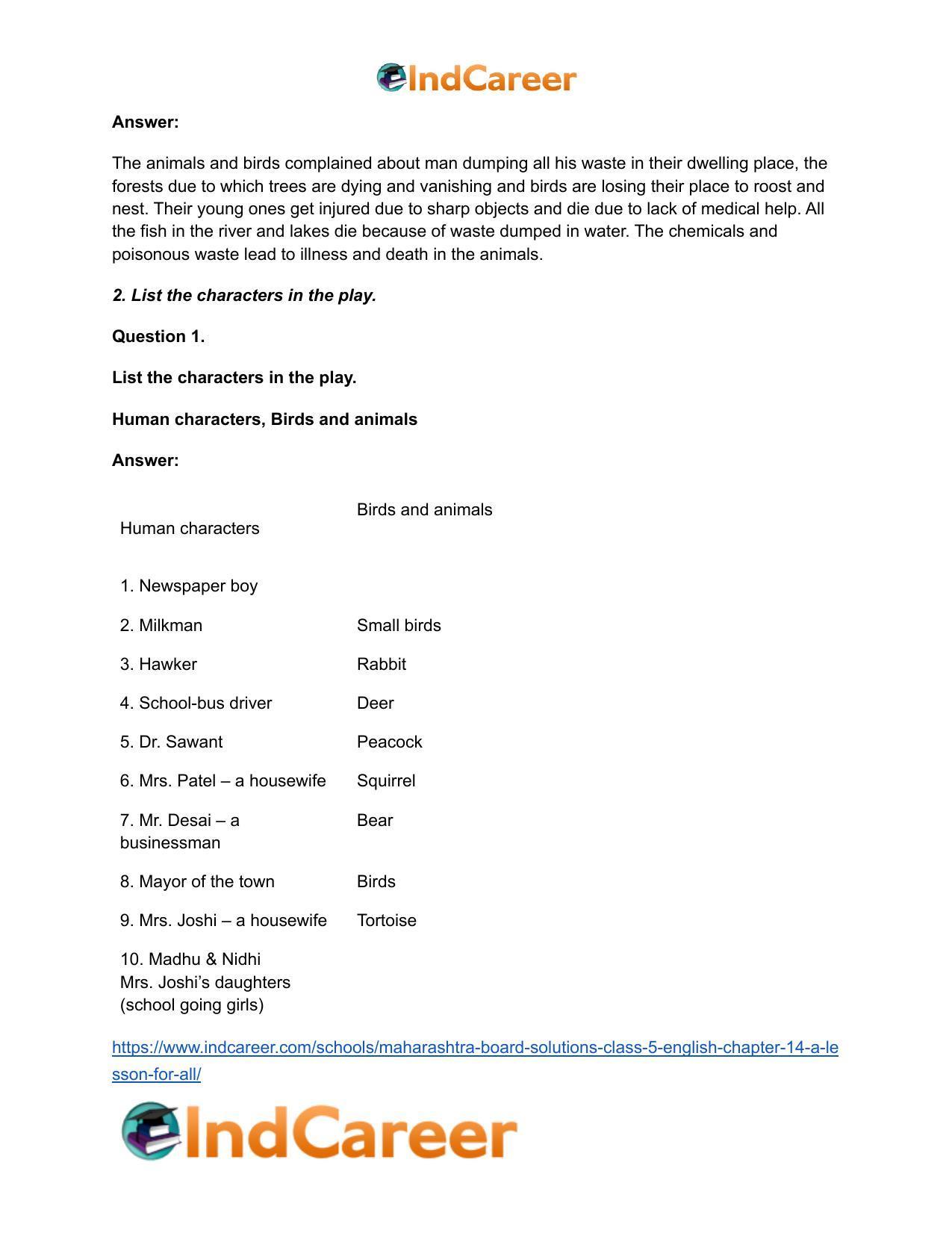 Maharashtra Board Solutions Class 5-English: Chapter 14- A Lesson for All - Page 3