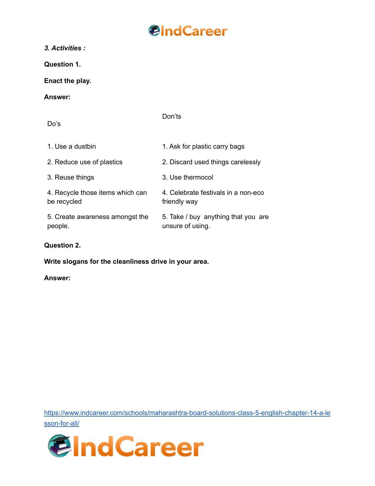 Maharashtra Board Solutions Class 5-English: Chapter 14- A Lesson for All - Page 4