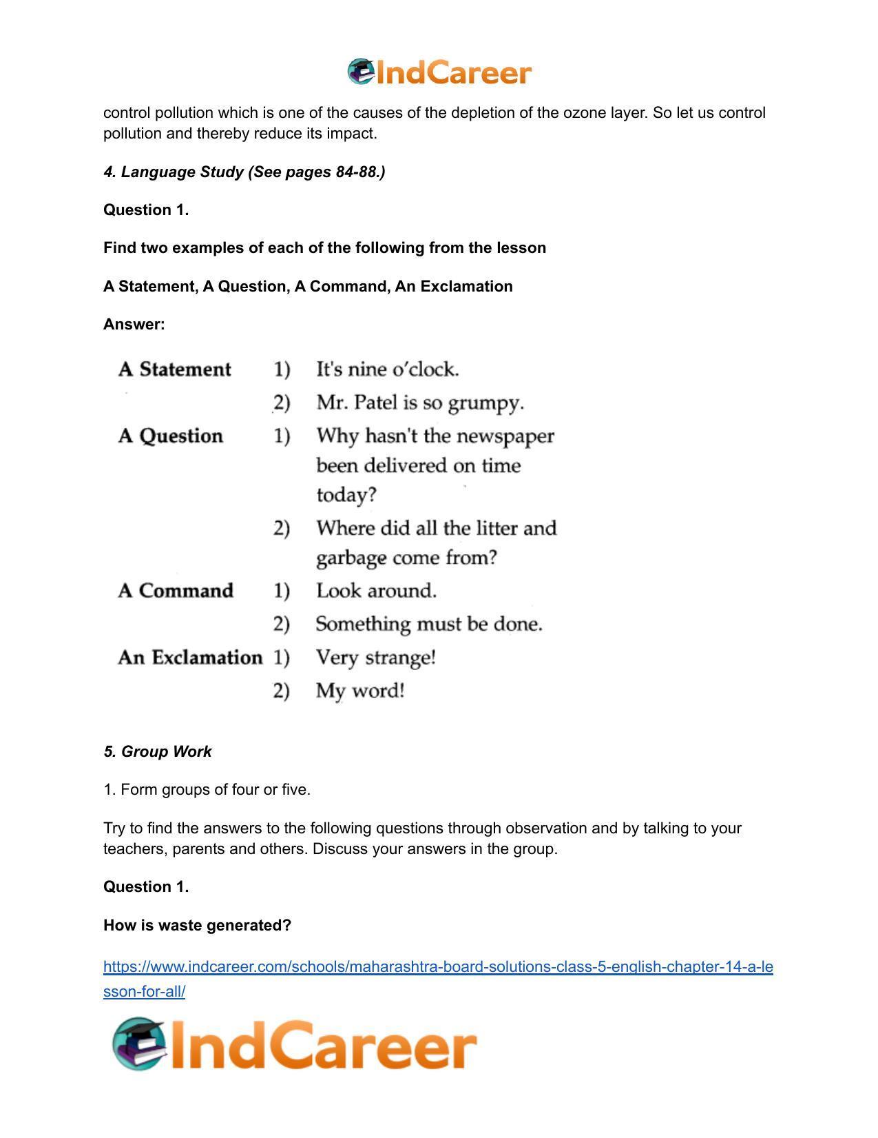 Maharashtra Board Solutions Class 5-English: Chapter 14- A Lesson for All - Page 6