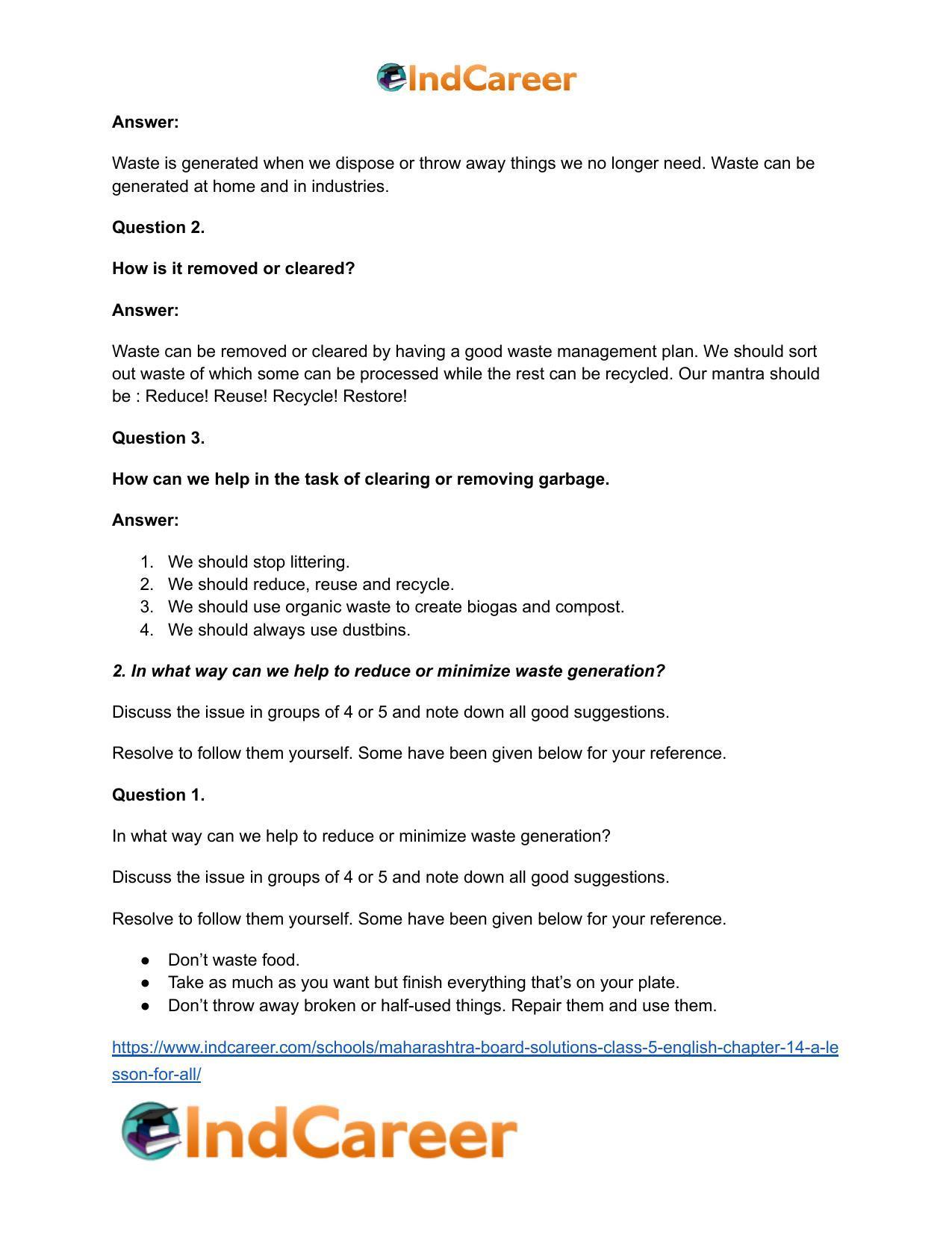 Maharashtra Board Solutions Class 5-English: Chapter 14- A Lesson for All - Page 7