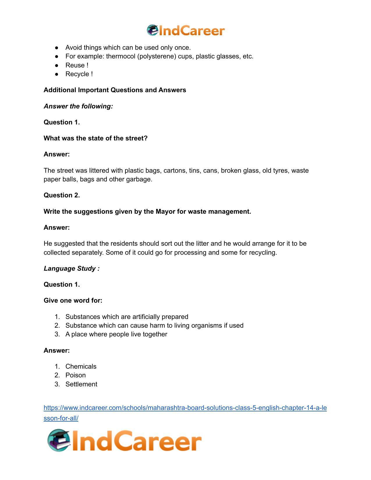 Maharashtra Board Solutions Class 5-English: Chapter 14- A Lesson for All - Page 8