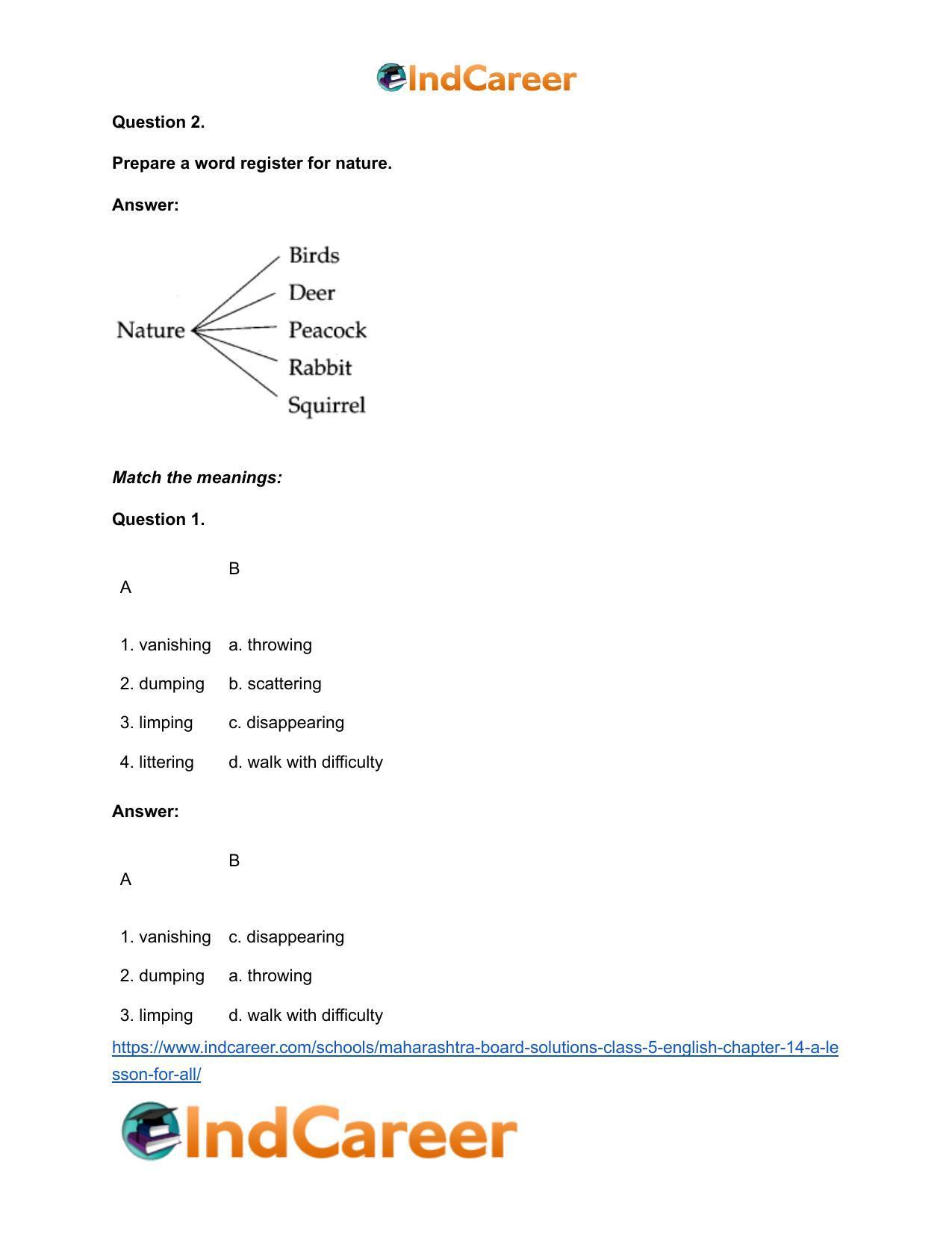 Maharashtra Board Solutions Class 5-English: Chapter 14- A Lesson for All - Page 9