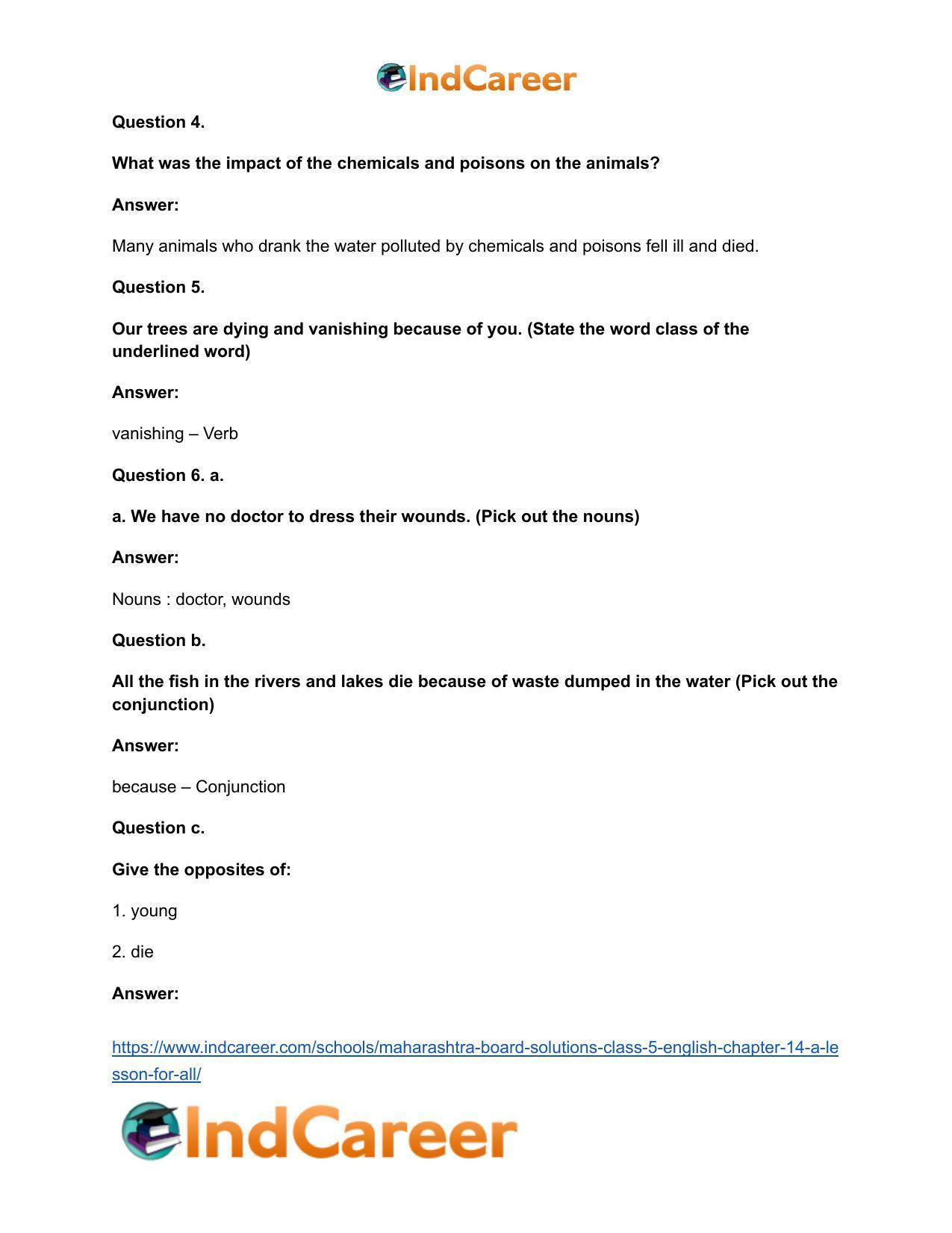 Maharashtra Board Solutions Class 5-English: Chapter 14- A Lesson for All - Page 11