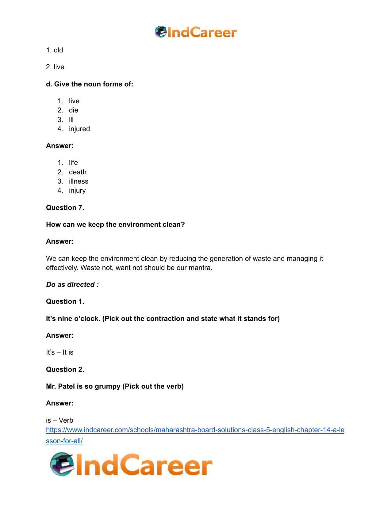 Maharashtra Board Solutions Class 5-English: Chapter 14- A Lesson for All - Page 12