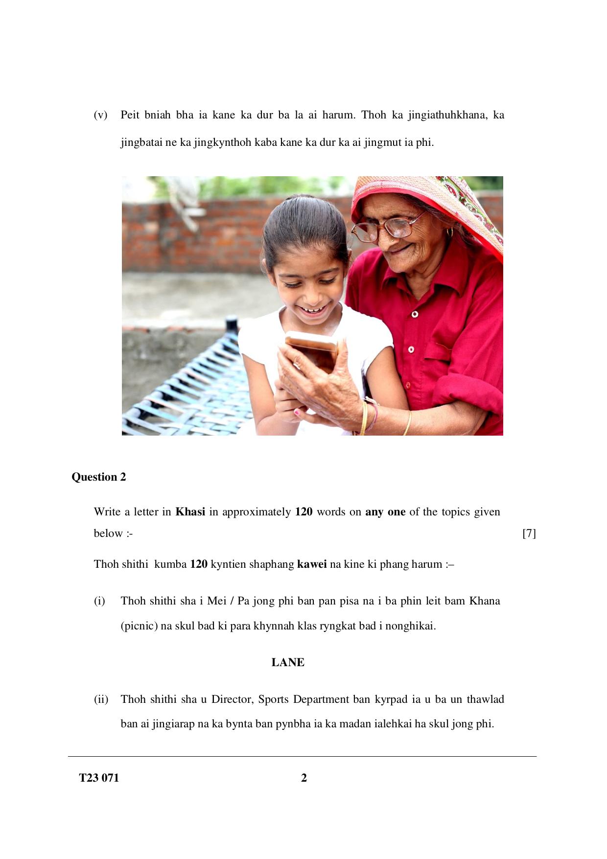 ICSE Class 10 KHASI 2023 Question Paper - Page 2