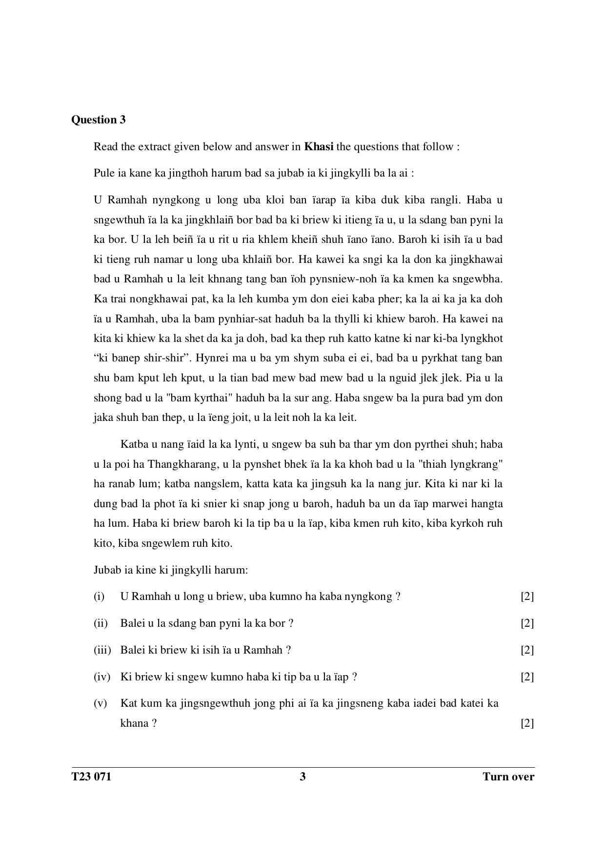 ICSE Class 10 KHASI 2023 Question Paper - Page 3