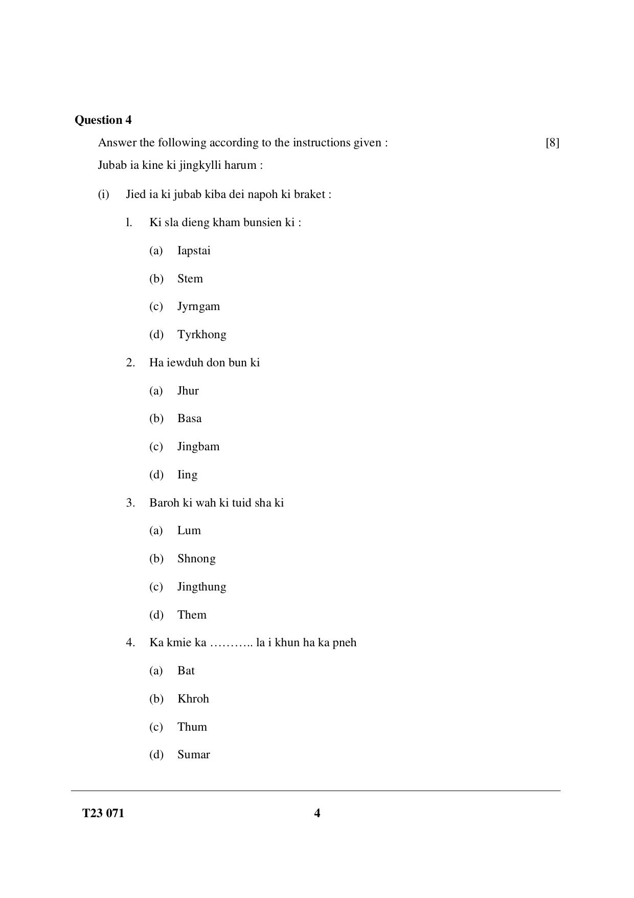 ICSE Class 10 KHASI 2023 Question Paper - Page 4