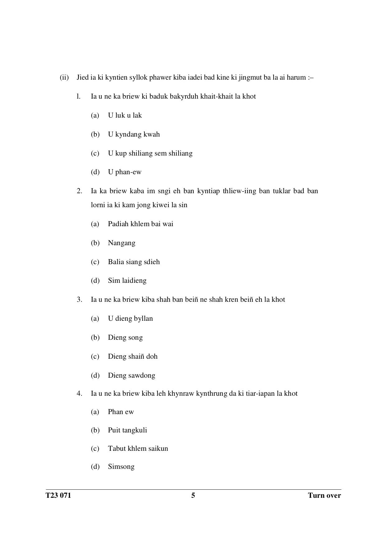 ICSE Class 10 KHASI 2023 Question Paper - Page 5