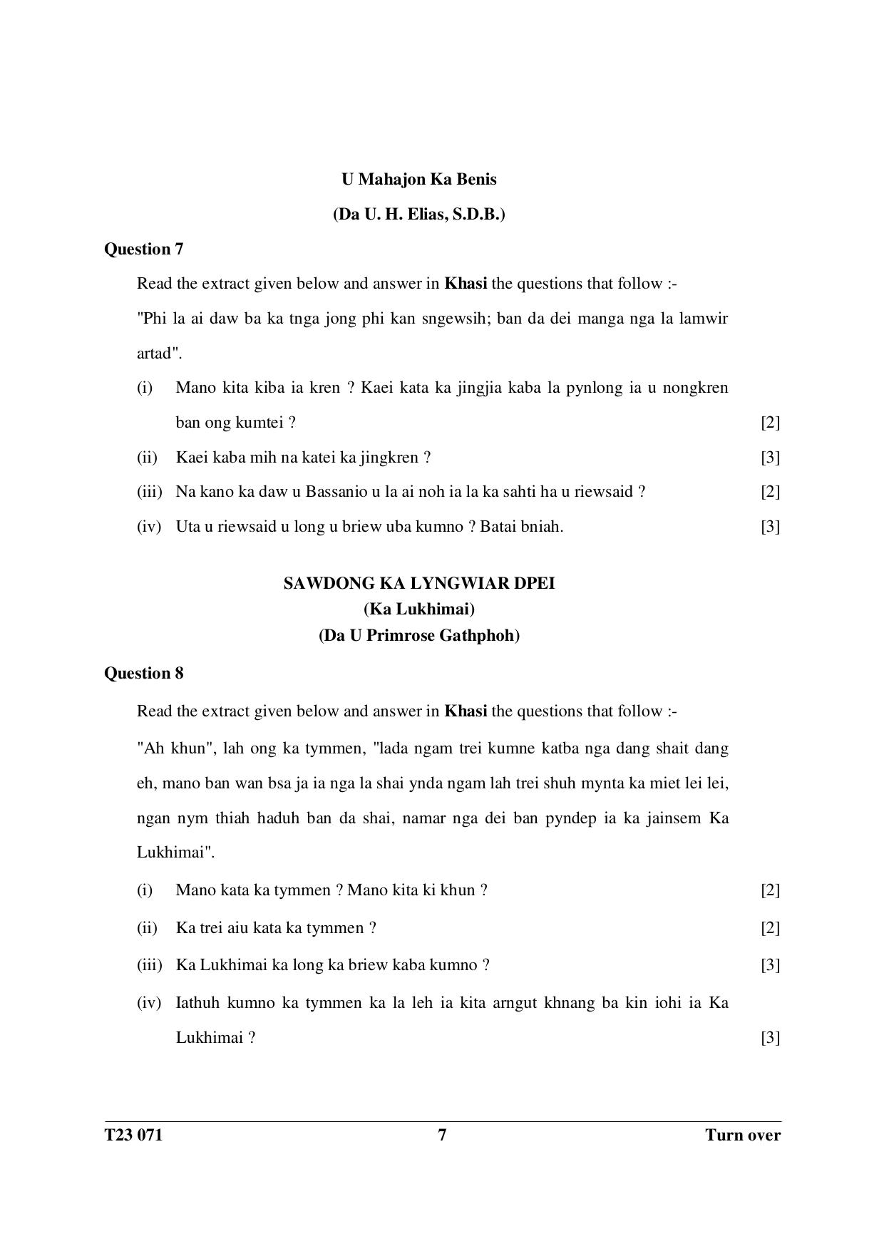 ICSE Class 10 KHASI 2023 Question Paper - Page 7