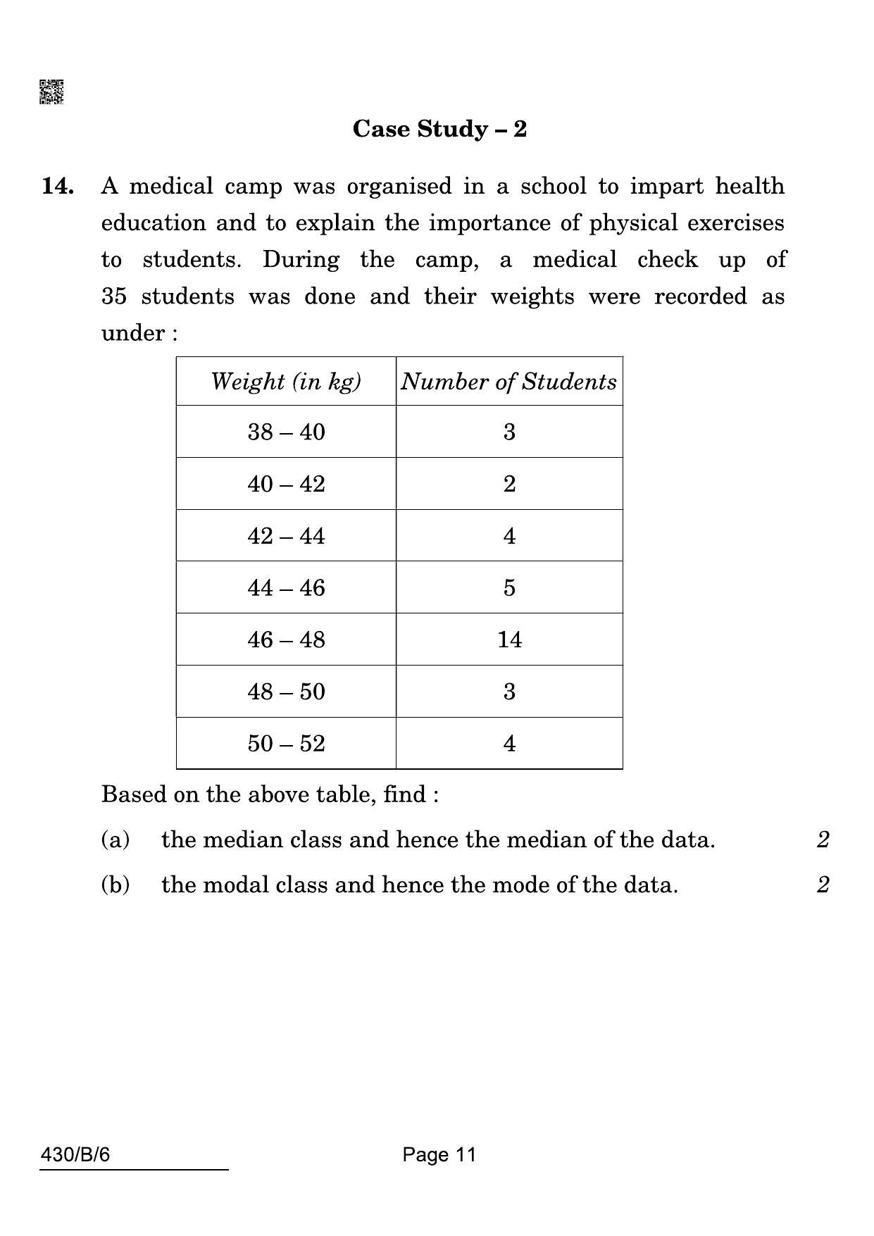 CBSE Class 10 430-B-6 Maths Basic Blind 2022 Compartment Question Paper - Page 11